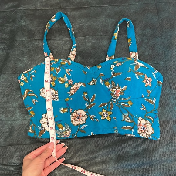 🔥Xhilaration Teal Floral Top🔥 - Picture 4 of 7